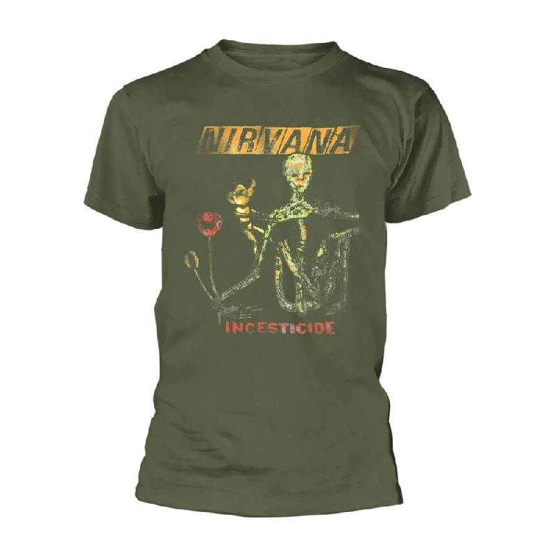 Nirvana Unisex T-shirt: Reformant Incesticide (Green) Mesh Blend Leather Blend Suede Blend