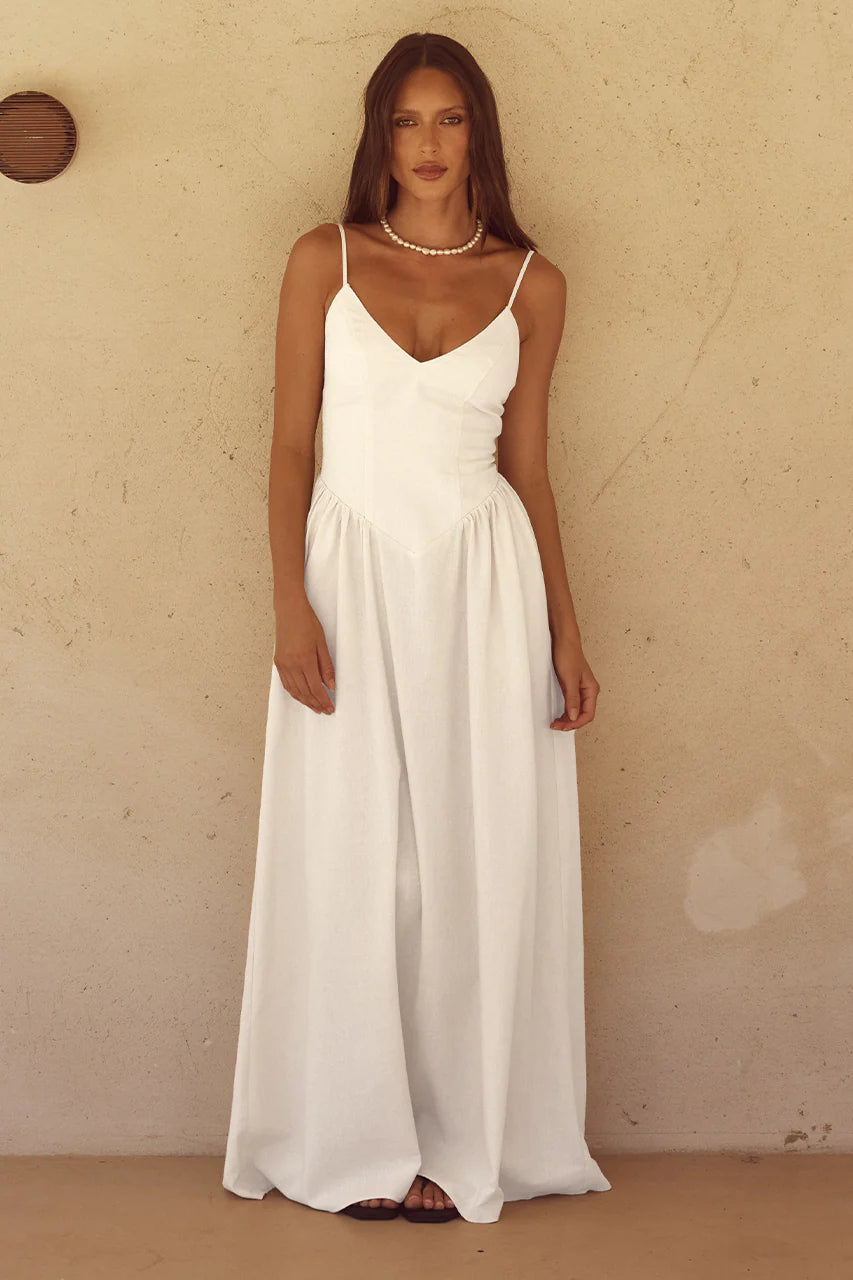 Seven Wonders Zephy Maxi Dress in White Comfortable Ruffle Maxi Dress