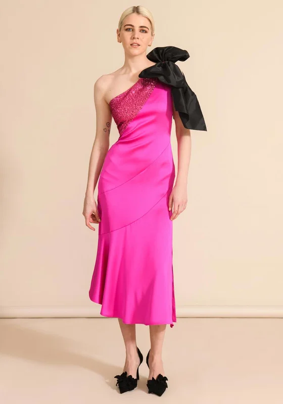 Sister By Caroline Kilkenny Kennedy Sequin Satin Maxi Dress, Pink Comfortable Long-Sleeve Maxi Dress