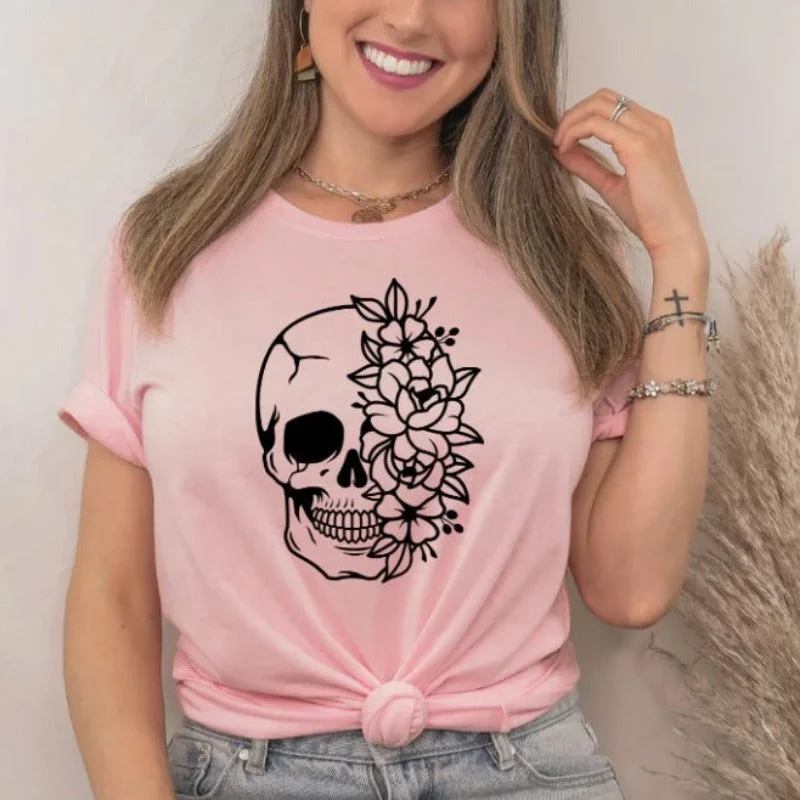 Skull and Roses T-shirt Rayon Fabric Velvet Fabric Corduroy Fabric