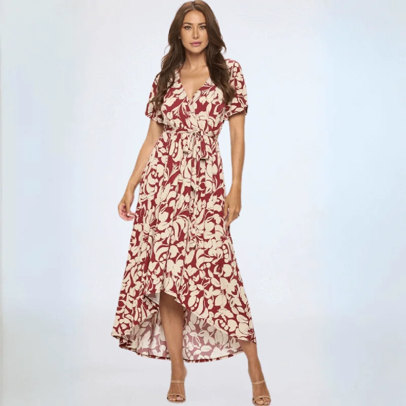 Beautiful Floral High Low Maxi Dress Made in USA Comfortable Bohemian Maxi Dress