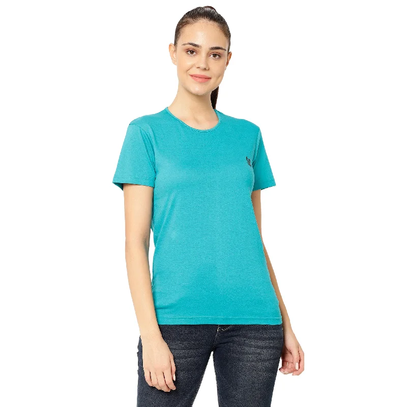 Vimal Jonney Light Blue Color T-shirt For Women Mesh Canvas Denim