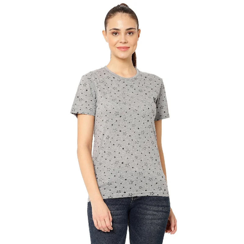 Vimal Jonney Grey Color T-shirt For Women Terry Blend Velvet Blend Canvas Blend