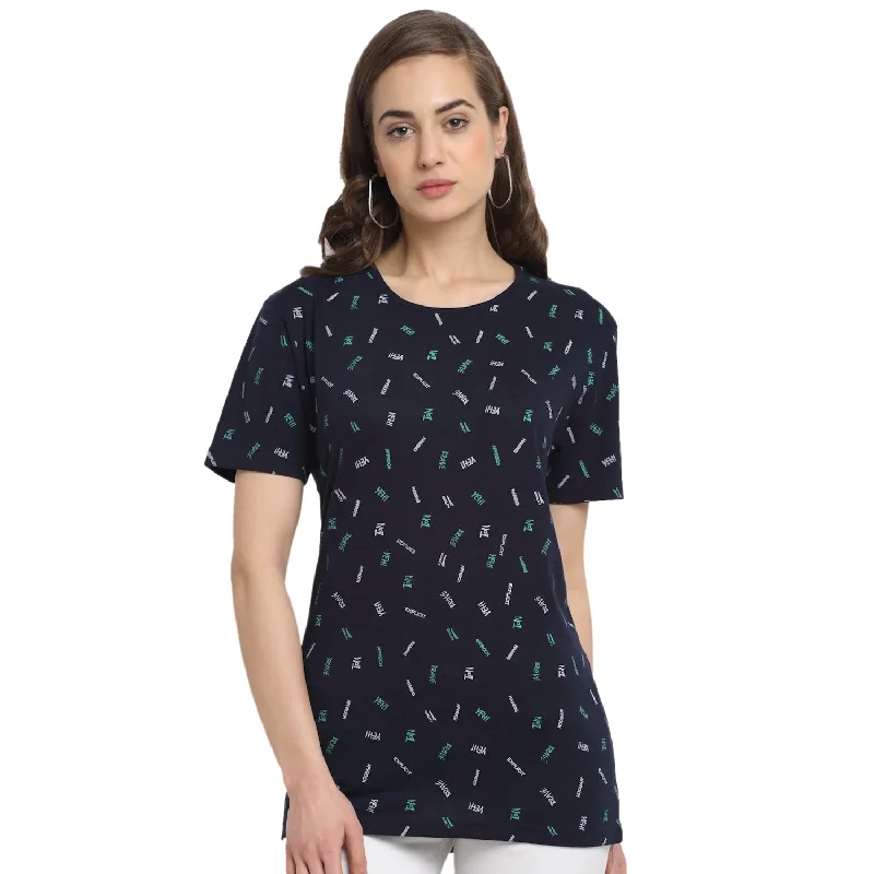 Vimal Jonney Blue Half Sleeve T-shirt For Women's Welt Pockets Slit Pockets Flap Pockets