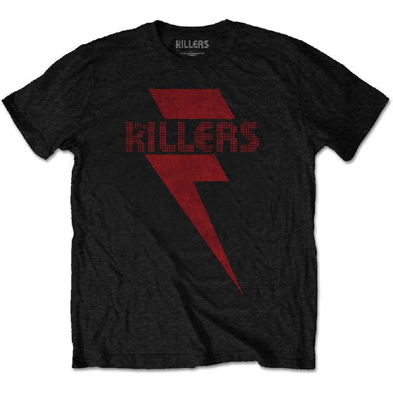 The Killers | Official Band T-Shirt | Red Bolt Beaded Sequined Faux Fur