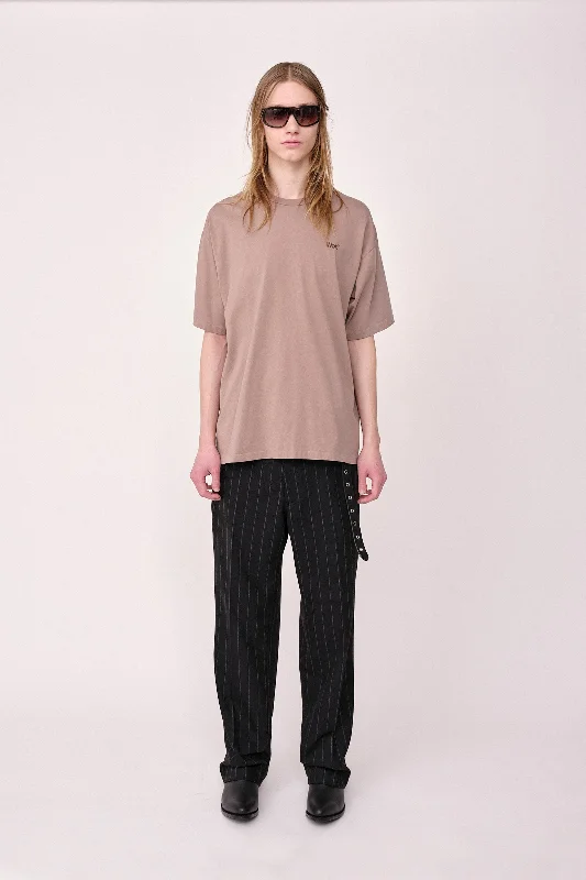 The Staff Tee Embroidery M - Taupe Gray Print Jacquard Patchwork