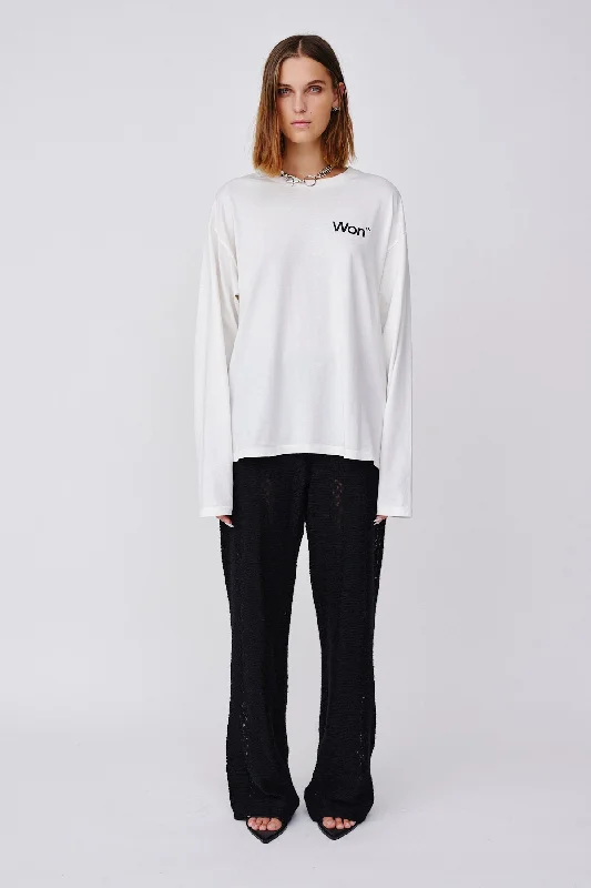 The Staff Tee LS W - White Lace Blend Ribbed Blend Corduroy Blend