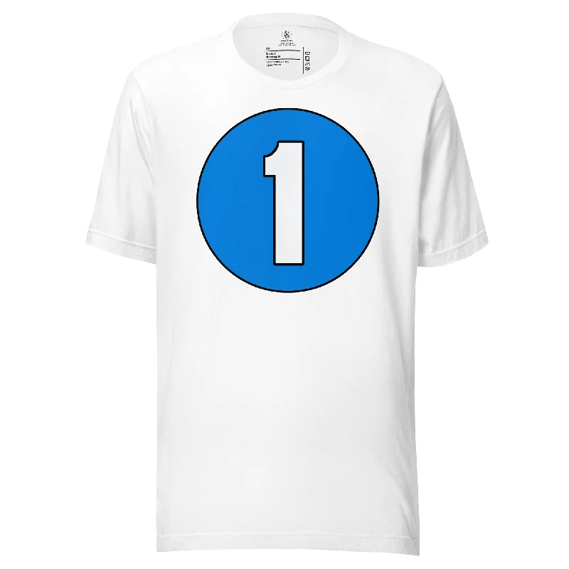 Unisex t-shirt: White on Blue 1 Casual Formal Business