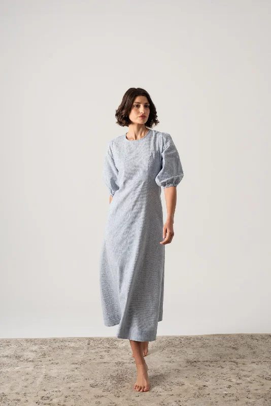 Vali Maxi Dress French Blue Stripe Casual Maxi Dress with Pockets