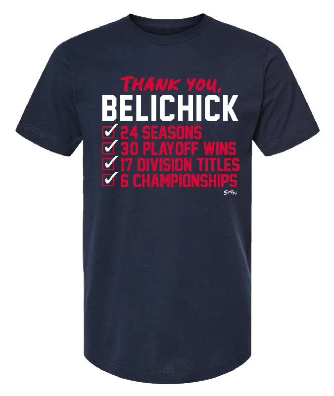 Thank You Belichick Checklist T-Shirt Chenille Blend Fleece Blend Nylon Blend