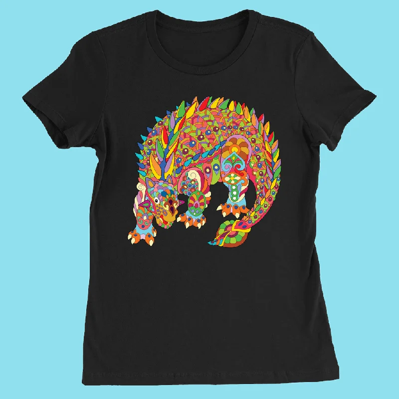 Women Ankylosaurus Zentangle T-Shirt Seamless Knitted Crochet