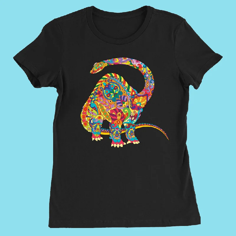 Women Brontosaurus Zentangle T-Shirt Chenille Blend Fleece Blend Nylon Blend