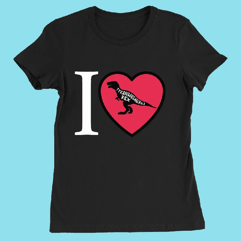 Women I love T-Rex T-Shirt Ribbed T-Shirt High Neck Heavyweight