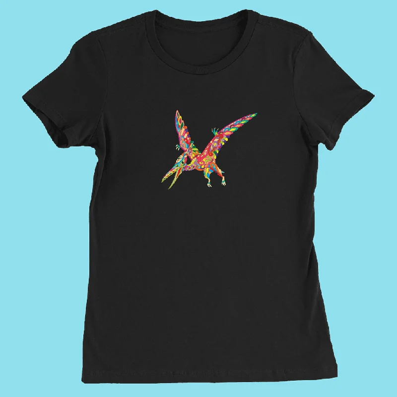 Women Pterodactyl Zentangle T-Shirt Lace Blend Ribbed Blend Corduroy Blend