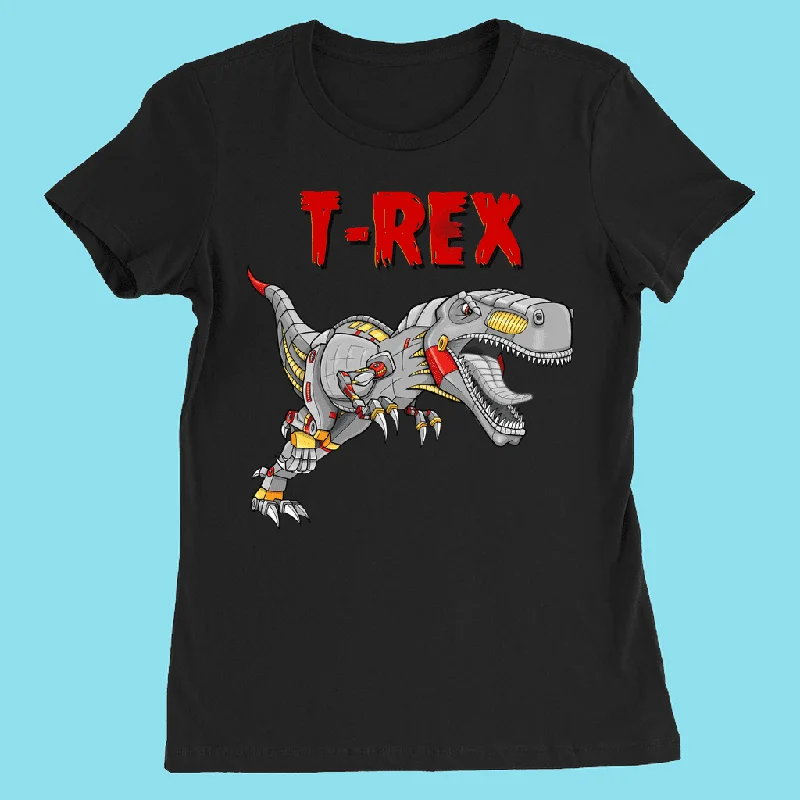 Women Robot T-Rex T-Shirt Lace Blend Ribbed Blend Corduroy Blend