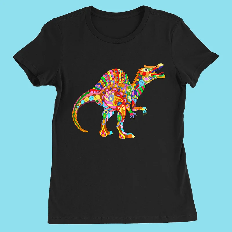 Women Spinosaurus Zentangle T-Shirt Striped Floral Plaid