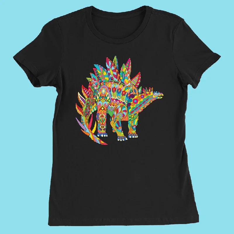 Women Stegosaurus Zentangle T-Shirt Graphic T-Shirt Round Neck Polyester