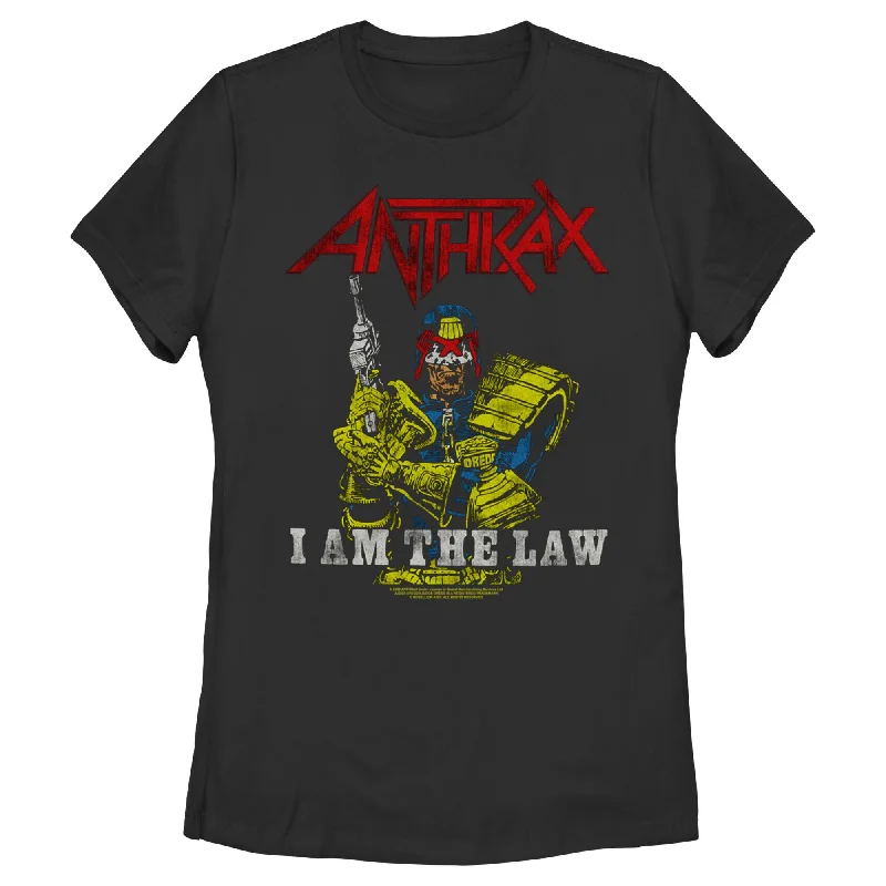 Women's Anthrax Distressed I Am The Law T-Shirt Machine Wash Dry Clean Hand Wash