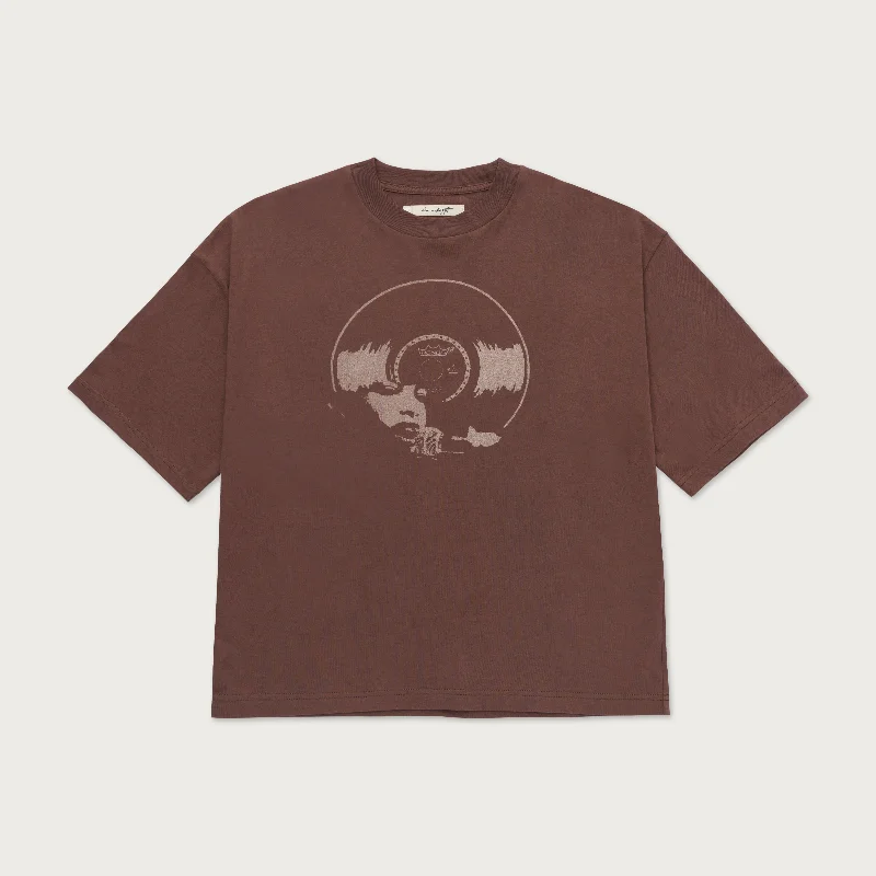 Womens Vinyl Box Tee - Brown Chenille Blend Fleece Blend Nylon Blend