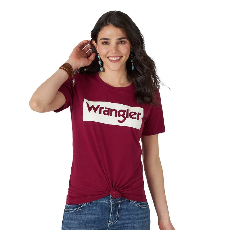 Wrangler Women's Retro Kabel Logo Slim Fit Tee Sequined Glittery Shiny