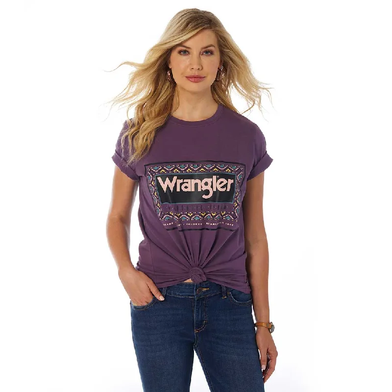 Wrangler Women's Retro Relaxed Fit Logo T-Shirt Sequined Glittery Shiny