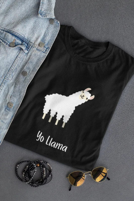 Yo Llama - Unisex Lllama Tee Solid Color Striped Floral