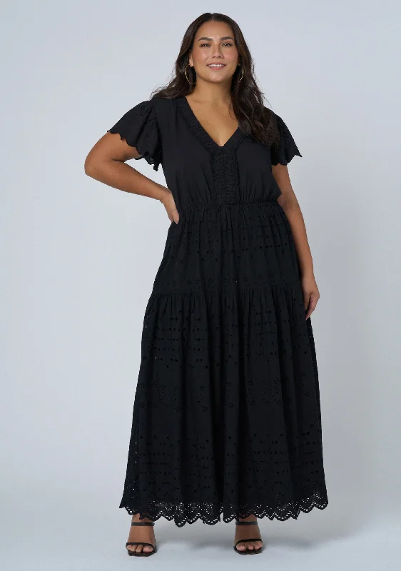 Allegra Broderie Maxi Dress Stylish Maxi Dress with Frills