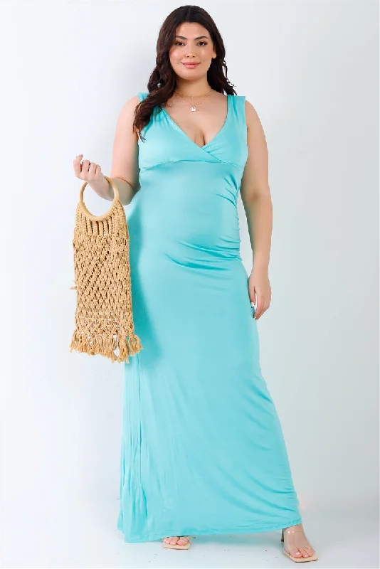 Plus V-neck Sleeveless Maxi Dress Elegant Maxi Dress with Lace