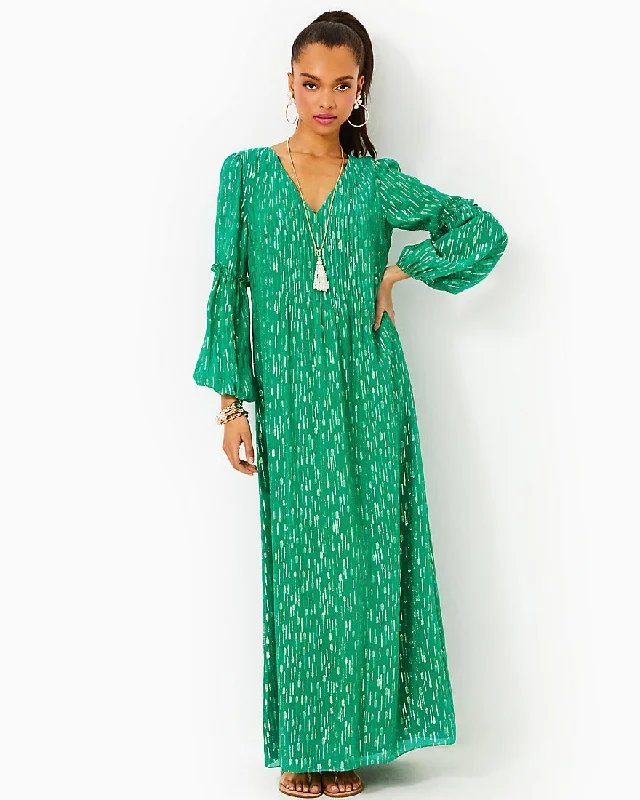 Cleme Long Sleeve Maxi Dress Trendy Off-Shoulder Ruffle Maxi Dress