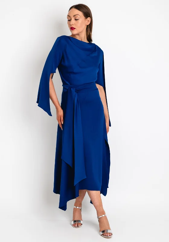 Kevan Jon Como Open Sleeve Maxi Dress, Cobalt Blue Elegant Floral Maxi Dress