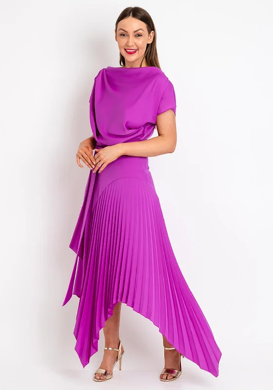 Kevan Jon Mila Pleat Drape Maxi Dress, Amethyst Casual Maxi Dress with Pockets