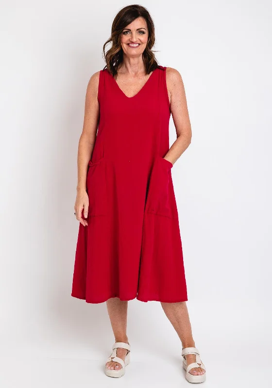 One Life Deni Sleeveless Maxi Dress, Fuchsia Elegant Lace-Up Maxi Dress