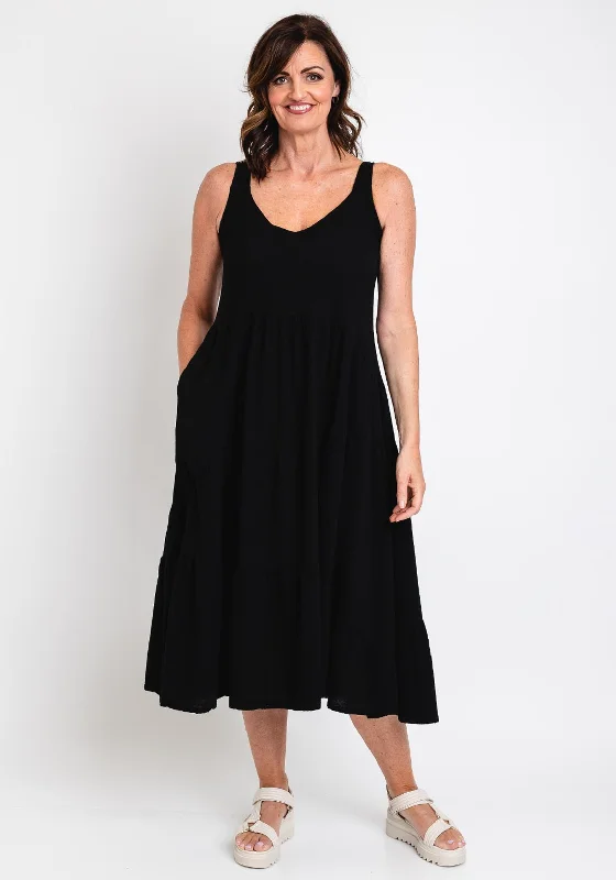 One Life Mar Sleeveless Maxi Dress, Black Elegant Velvet Maxi Dress