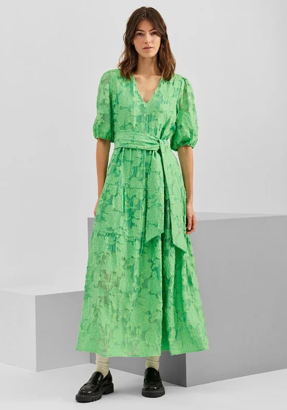 Selected Femme Catherine Smock Maxi Dress, Absinthe Green Fashionable Open-Back Maxi Dress