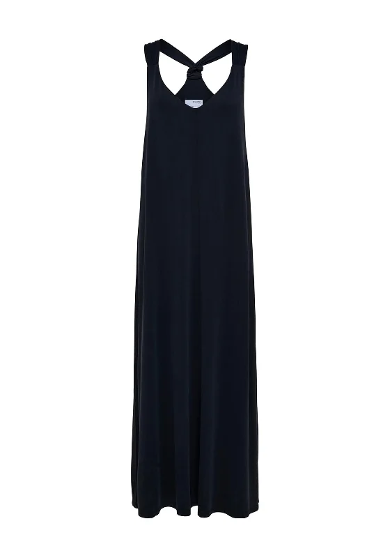 Selected Femme Roberta Slip Maxi Dress, Black Comfortable Casual Maxi Dress