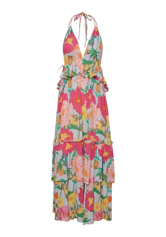 Y.A.S Lullah Floral Maxi Dress, Heather Multi Elegant Maxi Dress with Ruffles