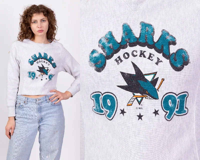 90s San Jose Sharks NHL Sweatshirt - Extra Small Hoodie with Slit Hem Functional Movement