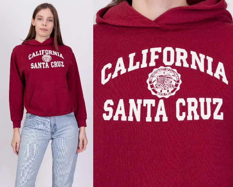 90s University Of California Santa Cruz Cropped Hoodie - Extra Small Cotton Hoodie Fleece Lining Warmth