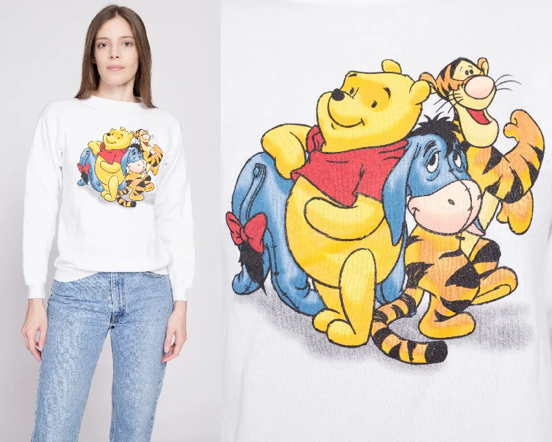 90s Winnie The Pooh & Friends Sweatshirt - Extra Small Hoodie with Double Zipper Versatile Adjustable