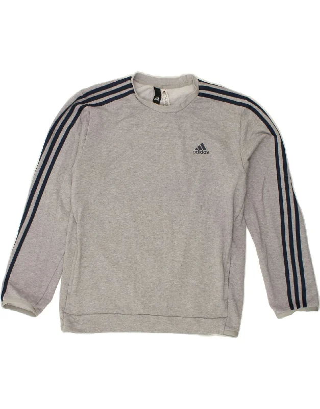 ADIDAS Mens Sweatshirt Jumper UK 40/42 Medium Grey Cotton Hoodie with Lace Feminine Delicate