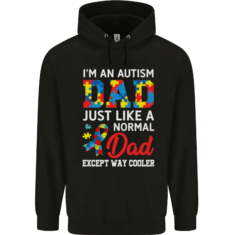 Autism Dad Autistic Fathers Day ASD Mens 80% Cotton Hoodie Hoodie with Hem Drawcord Adjustable Customizable