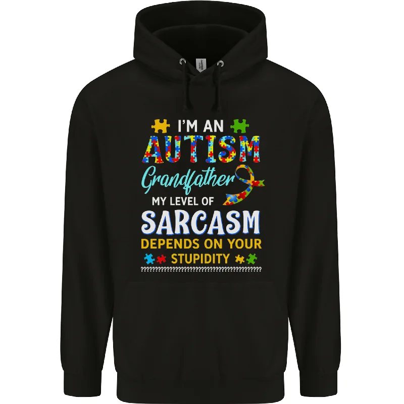 Autism Grandfathers Day Autistic ASD Mens 80% Cotton Hoodie Hoodie with Thumb Holes Functional Cozy