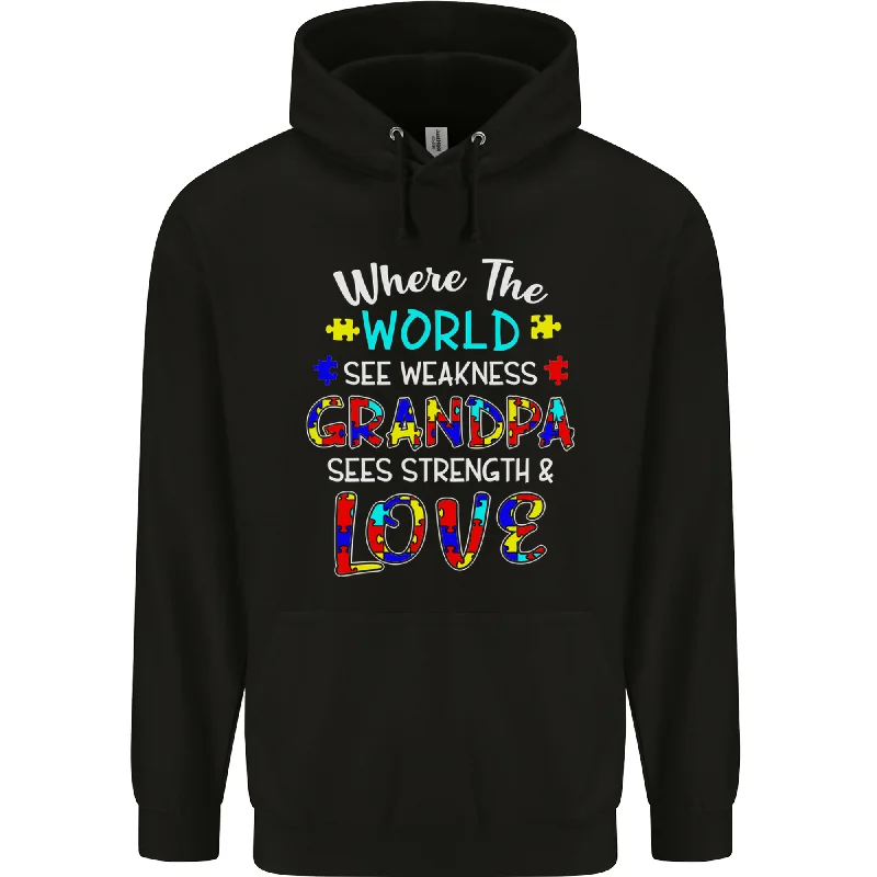 Autism Grandpa Sees Love Strength Autistic Mens 80% Cotton Hoodie Hoodie with Raw Hem Edgy Unfinished