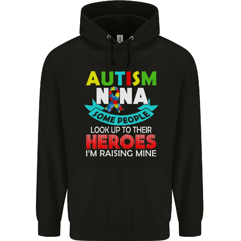 Autism Nana Grandparents Autistic ASD Mens 80% Cotton Hoodie Hoodie with V-Neck Classic Versatile