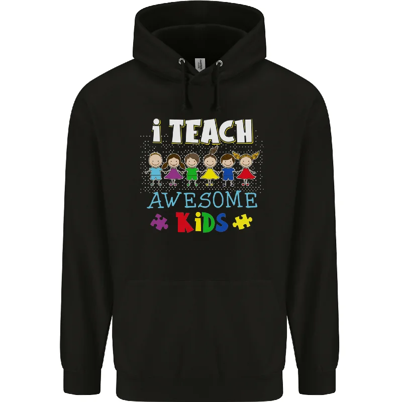 Autism Teacher I Teach Awesome Kid Autistic Mens 80% Cotton Hoodie Hooded Sweatshirt Casual Wear Street Style