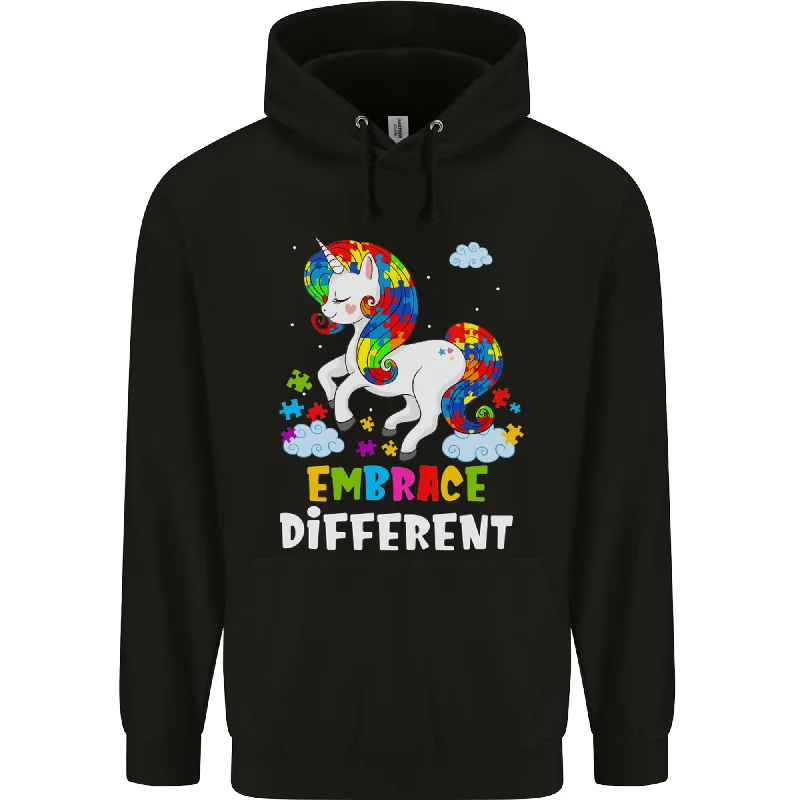 Autism Unicorn Embrace Different Autistic Mens 80% Cotton Hoodie Hoodie with Lace Feminine Delicate