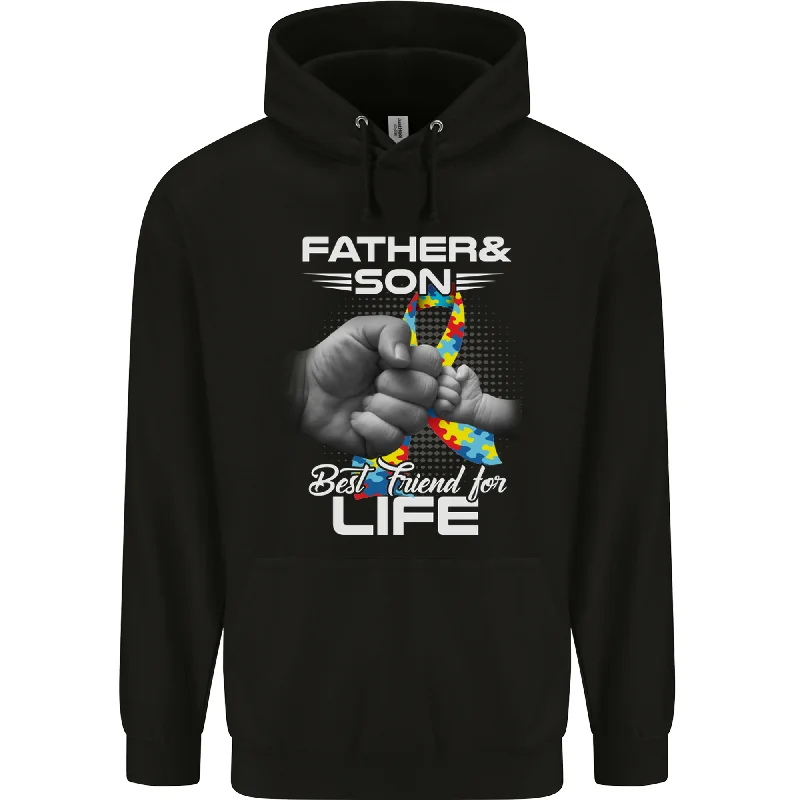 Autistic Father & Son Friends Autism ASD Mens 80% Cotton Hoodie Hoodie with Zipper Placket Modern Functional