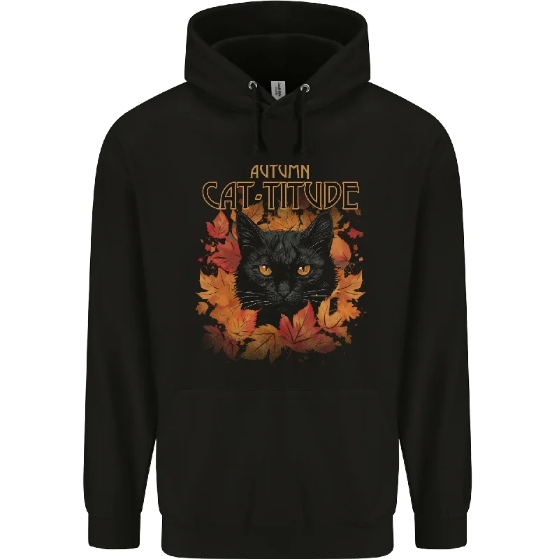 Autumn Catitude Cat Mens 80% Cotton Hoodie Hoodie Dress Longline Feminine