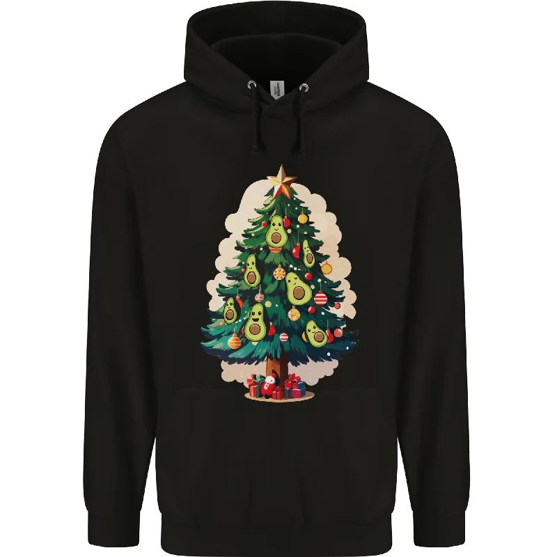 Avocado Christmas Tree Xmas Mens 80% Cotton Hoodie Hoodie with Double Zipper Versatile Adjustable