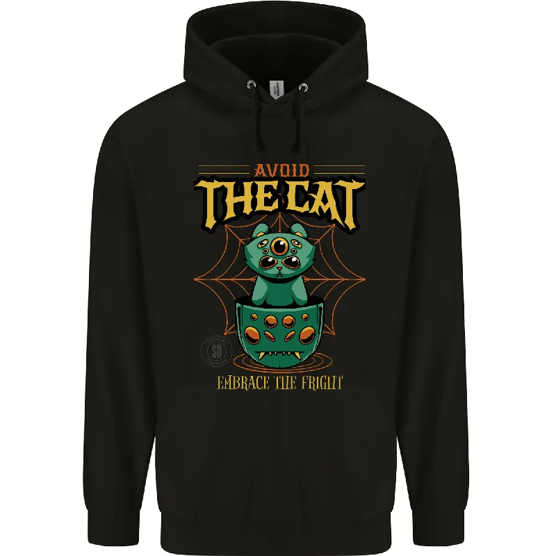 Avoid the Cat Funny Halloween Satanic Demon Mens 80% Cotton Hoodie Hooded Sweatshirt Casual Wear Street Style